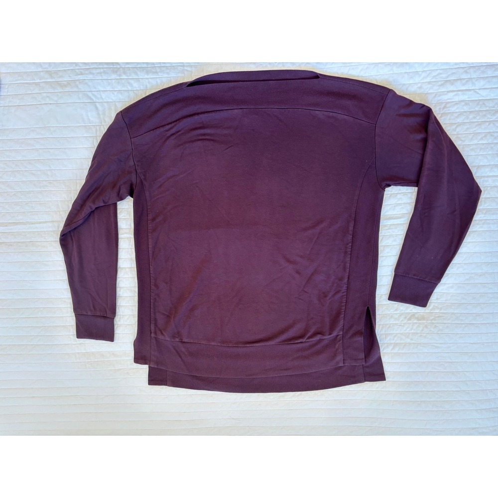 Lou & Grey Signaturesoft Plum Purple Ribbed Panel Sweatshirt Medium 70427